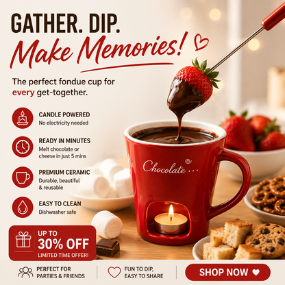 🍫 Melt. Dip. Share. — The Cozy Ceramic Fondue Cup