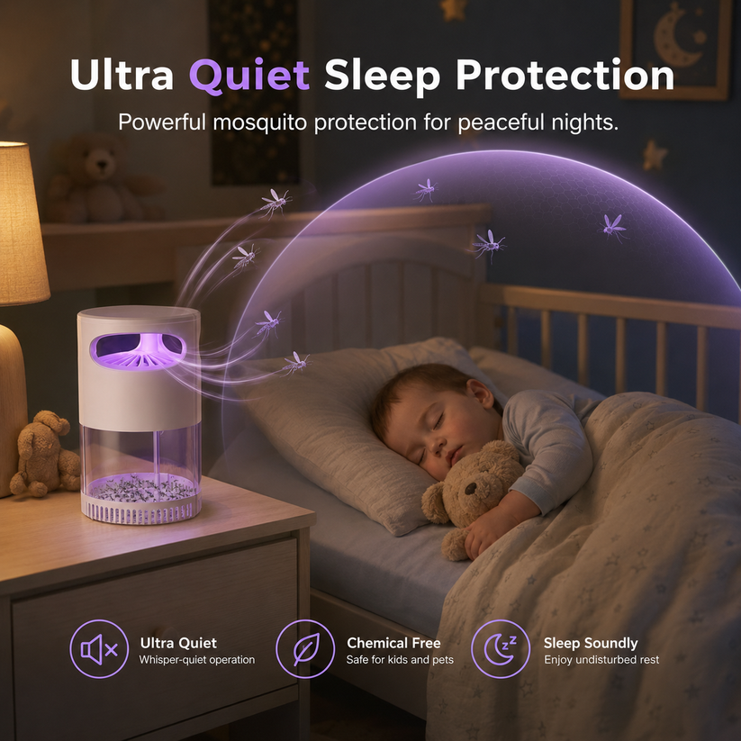 Quiet UV Mosquito Trap – Chemical-Free & Safe for Kids & Pets🦟