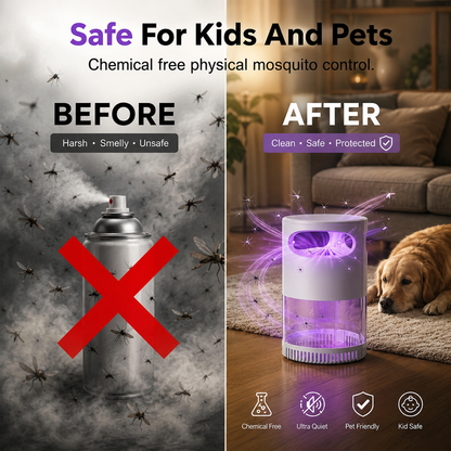 Quiet UV Mosquito Trap – Chemical-Free & Safe for Kids & Pets🦟