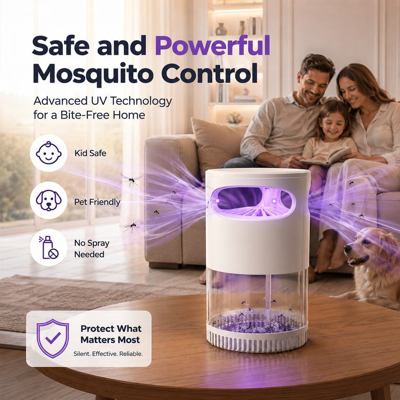 Quiet UV Mosquito Trap – Chemical-Free & Safe for Kids & Pets🦟