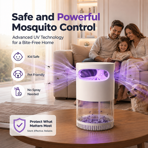 Quiet UV Mosquito Trap – Chemical-Free & Safe for Kids & Pets🦟