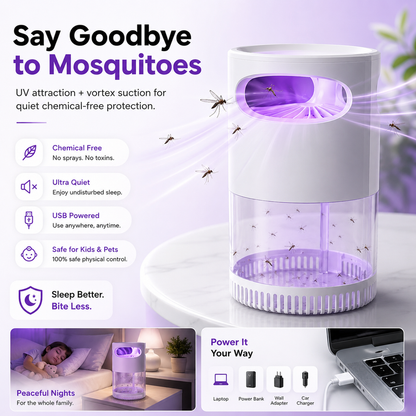 Quiet UV Mosquito Trap – Chemical-Free & Safe for Kids & Pets🦟