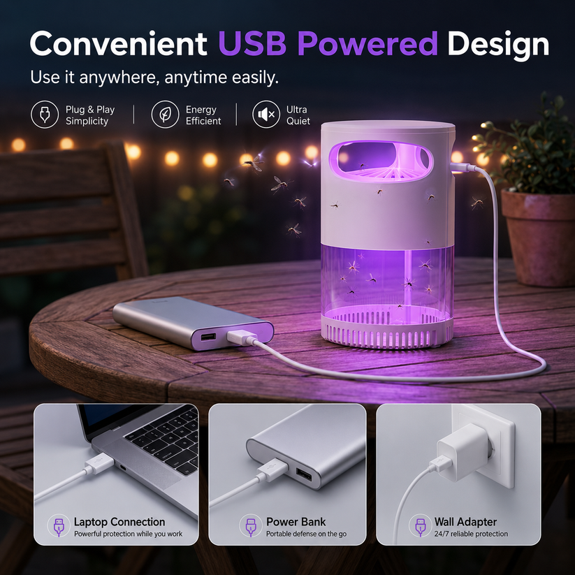 Quiet UV Mosquito Trap – Chemical-Free & Safe for Kids & Pets🦟