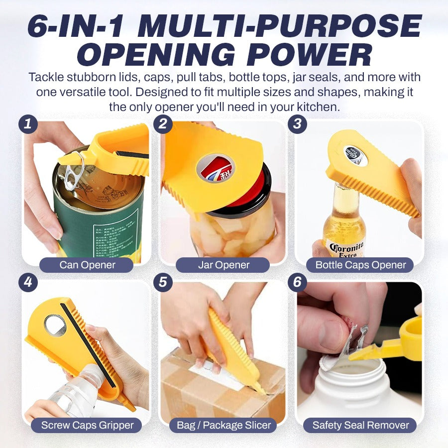 🥫EasyGrip 6-in-1 Jar & Bottle Opener Open Any Lid in Seconds🍾 — No More Struggling